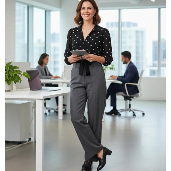 Cato Tops - CATO Black Sheer Polka Dot Waist Tie 3/4 Sleeve Blouse Women's Size XL